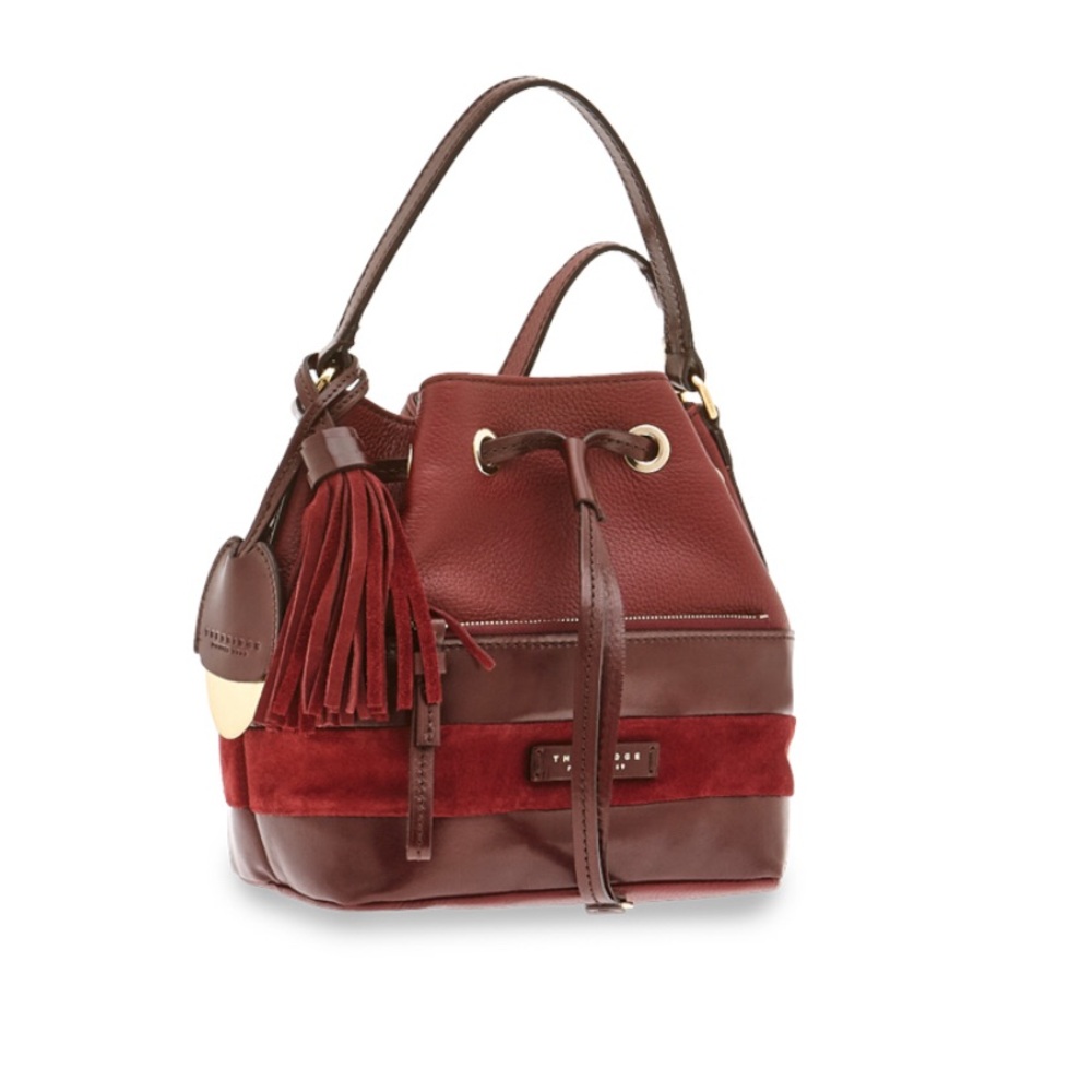 The Bridge Firenze 1969 Burgundy Leather Bucket Drawstring Bag